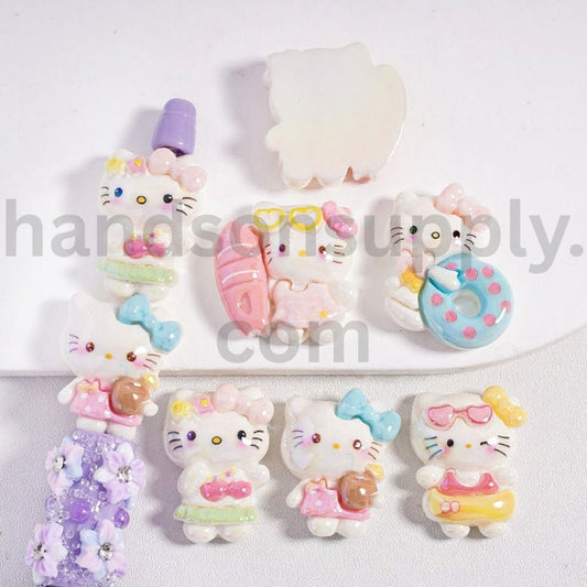 UV-Coated Hello Kitty Cute Cat with Swim Suit Beach Party Acrylic Beads