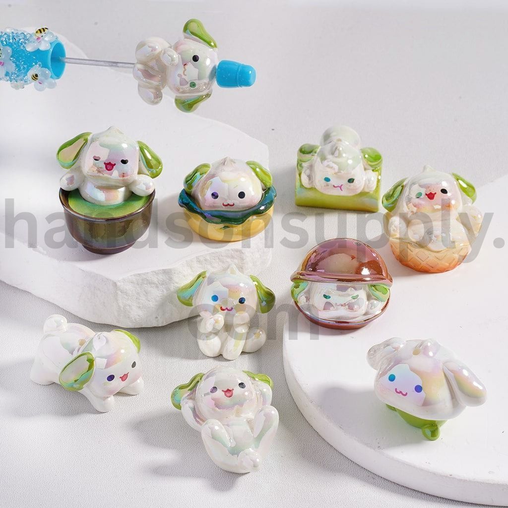 UV Coated Cute Cinnamonroll & Puppy Adorable Character Acrylic Beads Random Mix