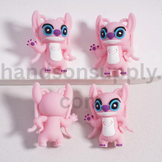 3D Cute Cartoon Pink Angel with Wings & Halo Silicone Focal Bead