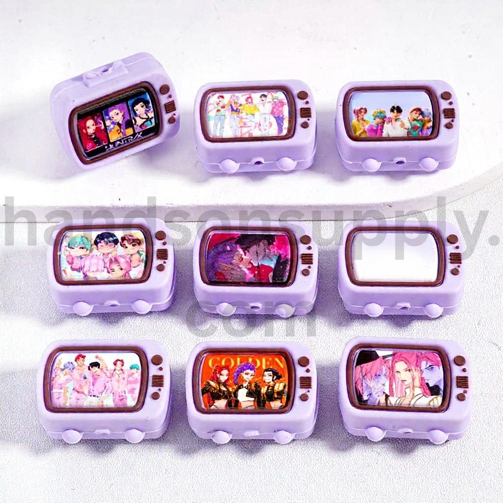 3D Cute Saj Bo Hunt Series Purple TV Silicone Focal Beads Random Mix