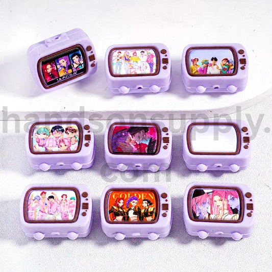 3D Cute Saj Bo Hunt Series Purple TV Silicone Focal Beads Random Mix