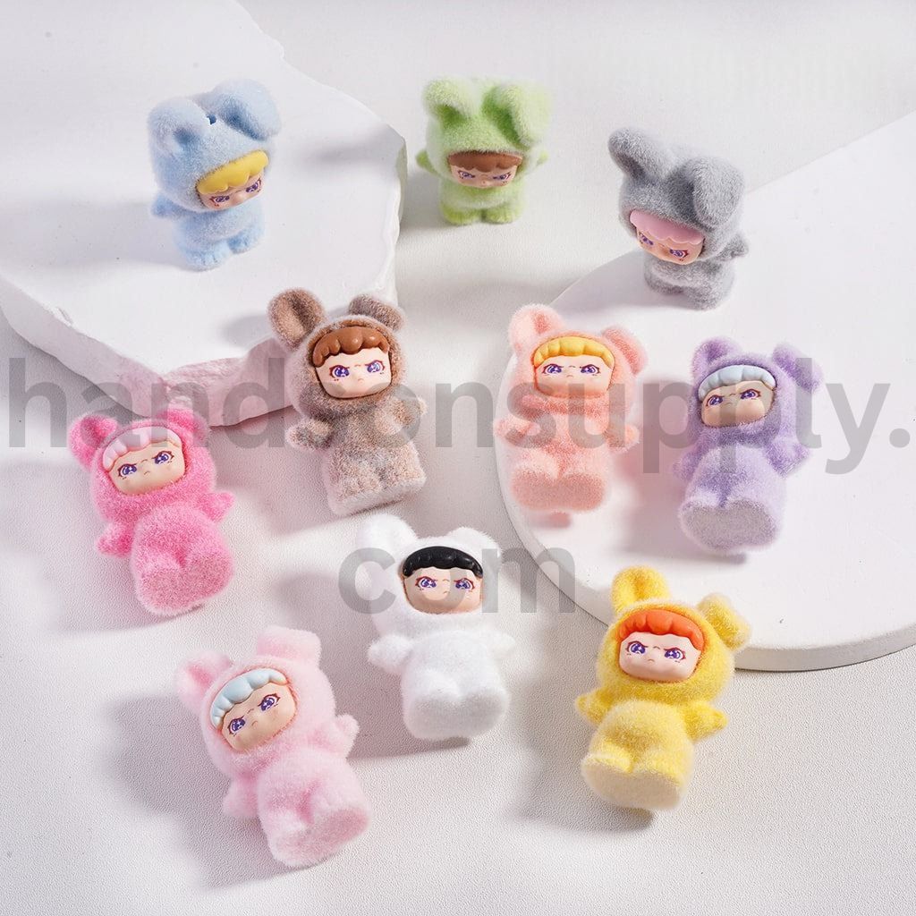 Monster Doll D.O.R Bunny Costume Fluffy Flocked Acrylic Beads Pen Topper Pendants Jewelry Accessories 29*45MM
