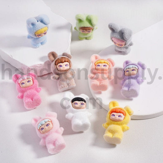 Monster Doll D.O.R Bunny Costume Fluffy Flocked Acrylic Beads Pen Topper Pendants Jewelry Accessories 29*45MM