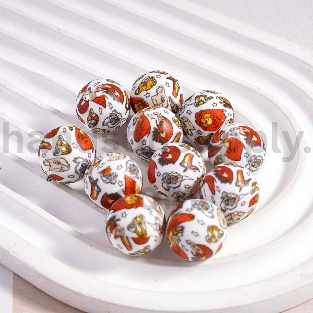 Lion King Character Series Printed Round Silicone Beads 15MM Z-00304