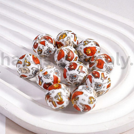 Lion King Character Series Printed Round Silicone Beads 15MM Z-00304