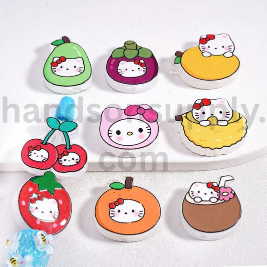Hello Kitty Fruit Slice Series Coconut, Lemon, Pear, Cherry, Strawberry Different Shape Acrylic Beads Random Mix