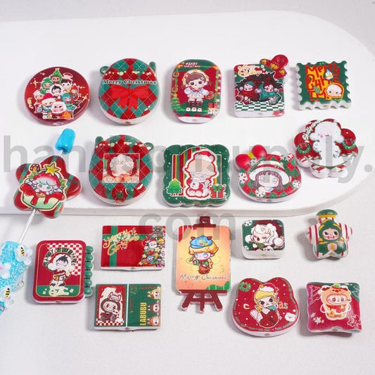 Merry Christmas & Pop Mar Series Pop Mar Different Shape Flat back Acrylic Bead Pendant