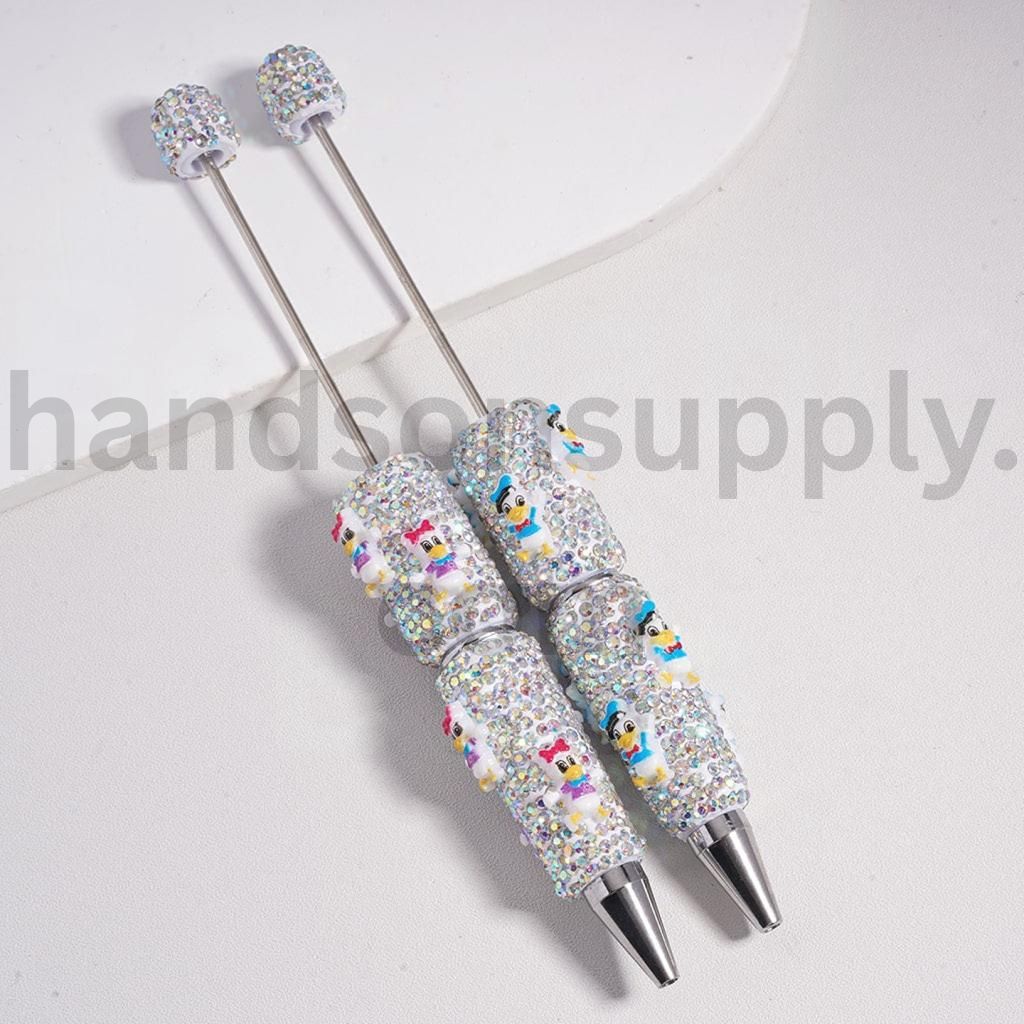 Cute Donald Daisy Duck & AB Rhinestones Beadable Clay Pen Random Mix