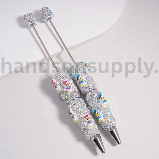 Cute Donald Daisy Duck & AB Rhinestones Beadable Clay Pen Random Mix