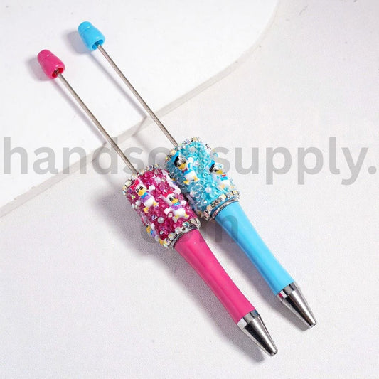 Donald & Daisy Duck Theme with AB Rhinestones, Chains, Pearls & Clear Sugar Detail Beadable Pen Random Mix
