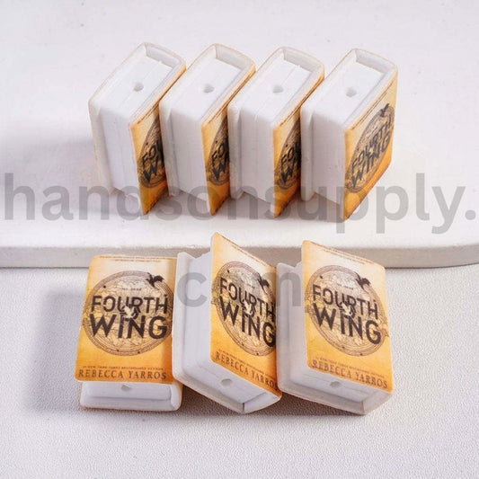 3D Mini Cute Book Yellow Fourth Win Design Silicone Focal Bead