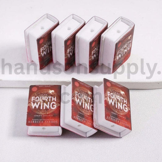 3D Mini Cute Book Red Fourth Win Design Silicone Focal Bead