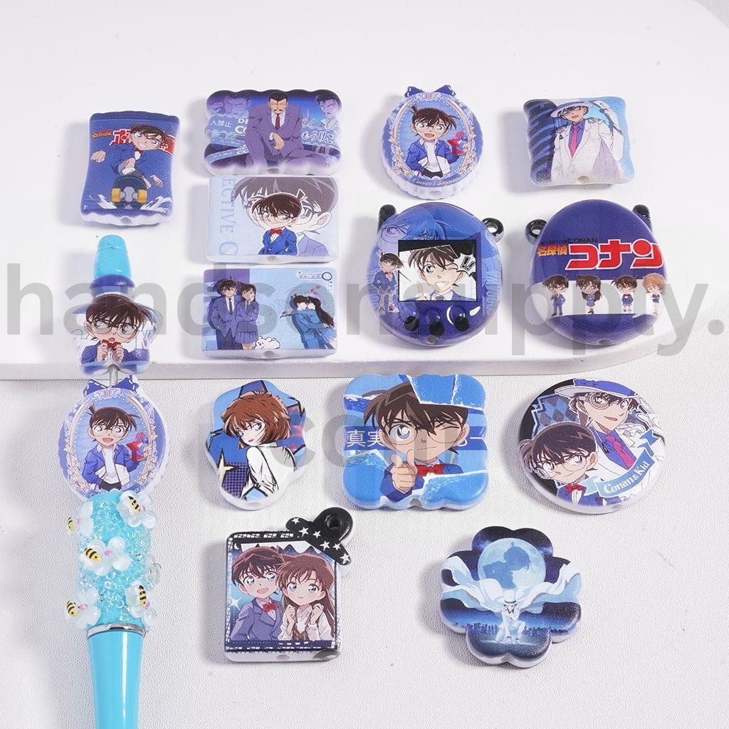 Detective Cona Themed Different Shape Design Acrylic Beads Pendant