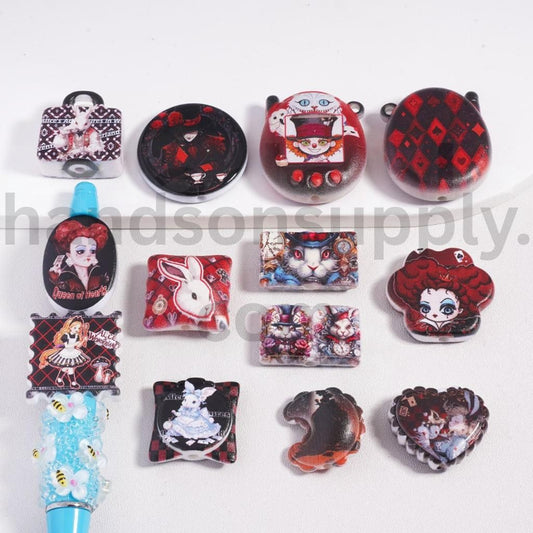 Alice in Wonderlan Series Mix Different Shape Design Acrylic Beads Pendants