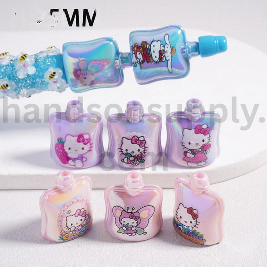UV Coated Jelly Hello Kitty Cute Cat Cartoon Print, Acrylic Beads 25mm Height Random Mix