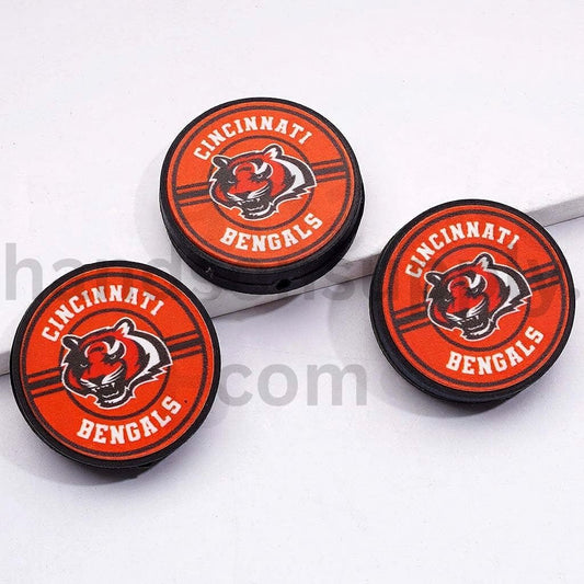 USA America Football Teams Cincinnati Football Round Silicone Focal Beads