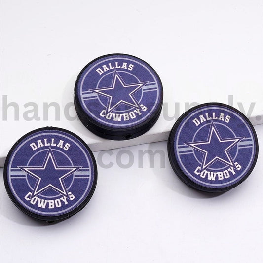 USA America Football Teams Dalla Cowbo Round Silicone Focal Beads