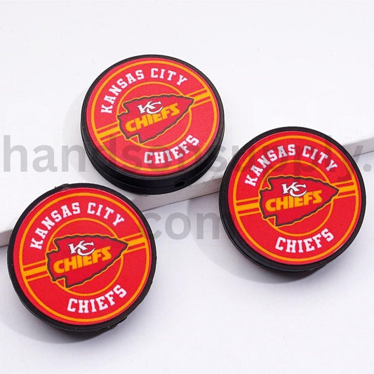 USA America Football Teams Kansa Cit Chie Round Silicone Focal Beads