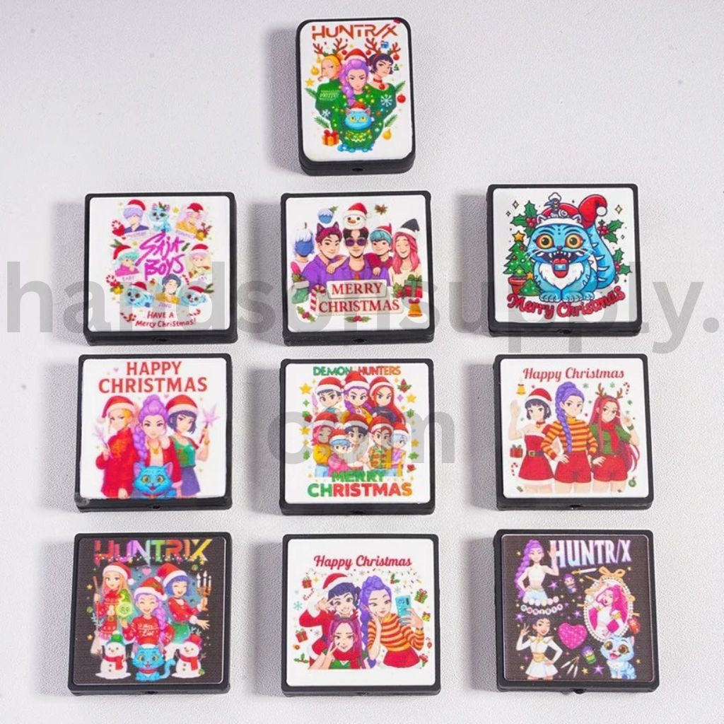 Christmas Holiday K-Pop Demon Hunters Fan Series Silicone Focal Beads Random Mix