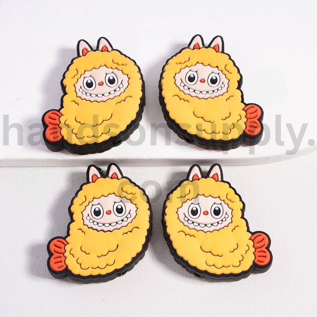 Cute Yellow Shrimp Monster Doll With Orange Tail Silicone Focal Beads