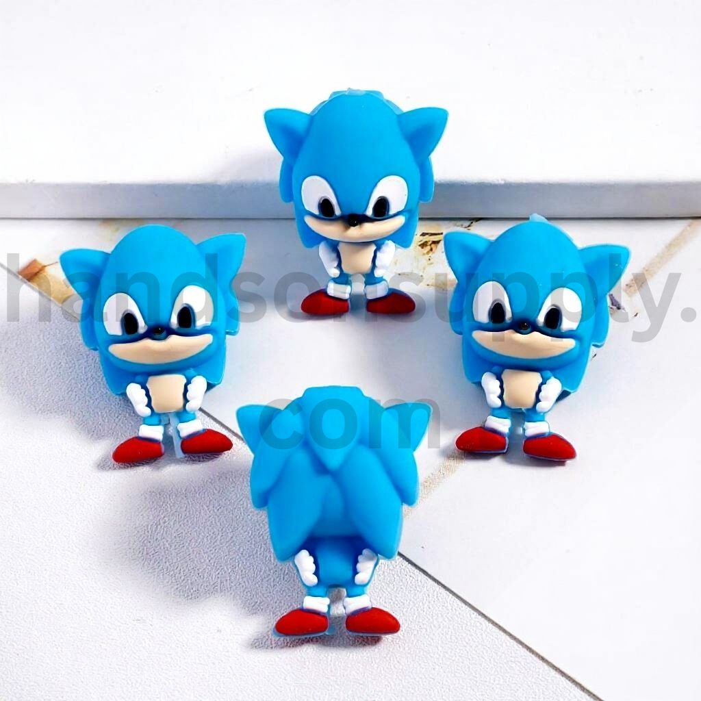 3D Blue Cartoon Character with Big Head Speedy Racer Hedgehog Silicone Focal Beads
