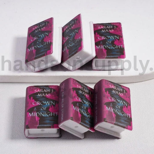 3D Purple Mini Book Crown of Midnight Pink Fantasy Series Silicone Focal Beads