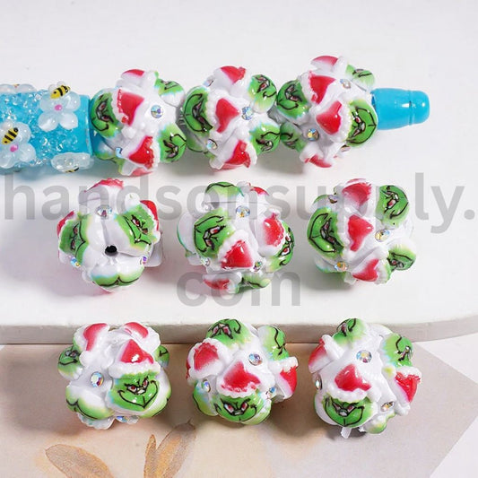 Fancy Silver Alloy Beads Cute Green Christmas Trees with Clear Rhinestones, 26*35MM