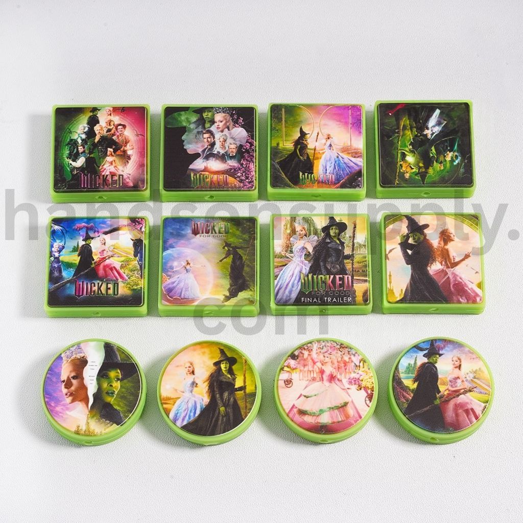 Halloween Magic Witch Series Neon Monster Characters Green Background with Different Shape and Design Silicone Focal Beads Random Mix