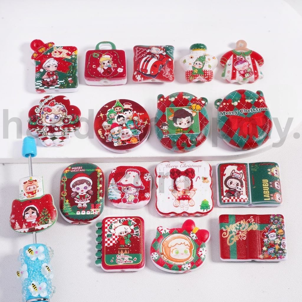 Frosted Double Sided Print Christmas Series Different Print & Design Acrylic Pendants Random Mix