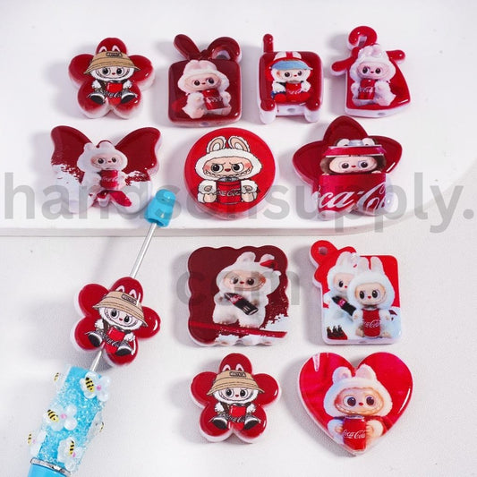 Cute Monster Doll Christmas Series Different Print & Design Acrylic Pendants Random Mix