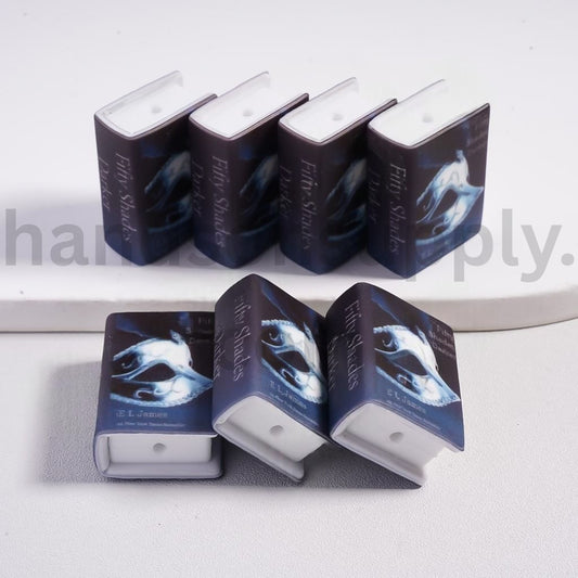 3D Mini Book with Silver & Black Mask Silicone Focal Bead