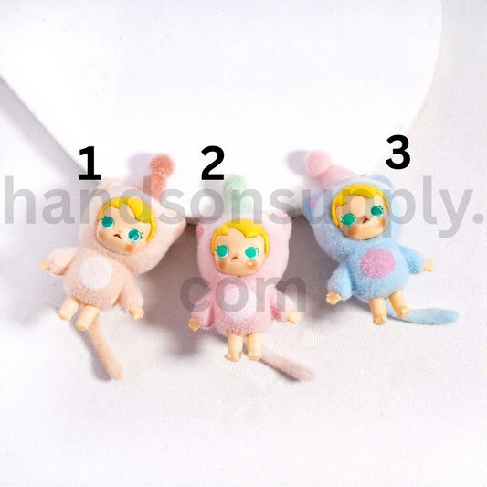 Velvet SoftTouch Flocked Character Acrylic Figures Jewelry Accessories (No Hole)