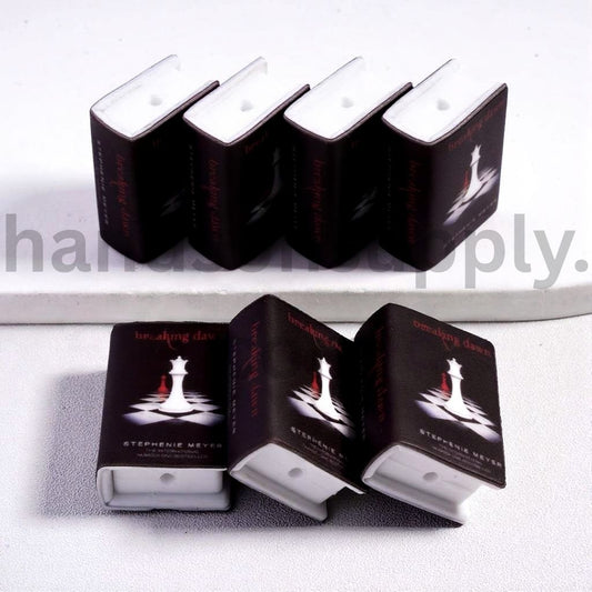 3D Black Mini Book Adhesive Mould Style with Chess Motif Silicone Focal Beads