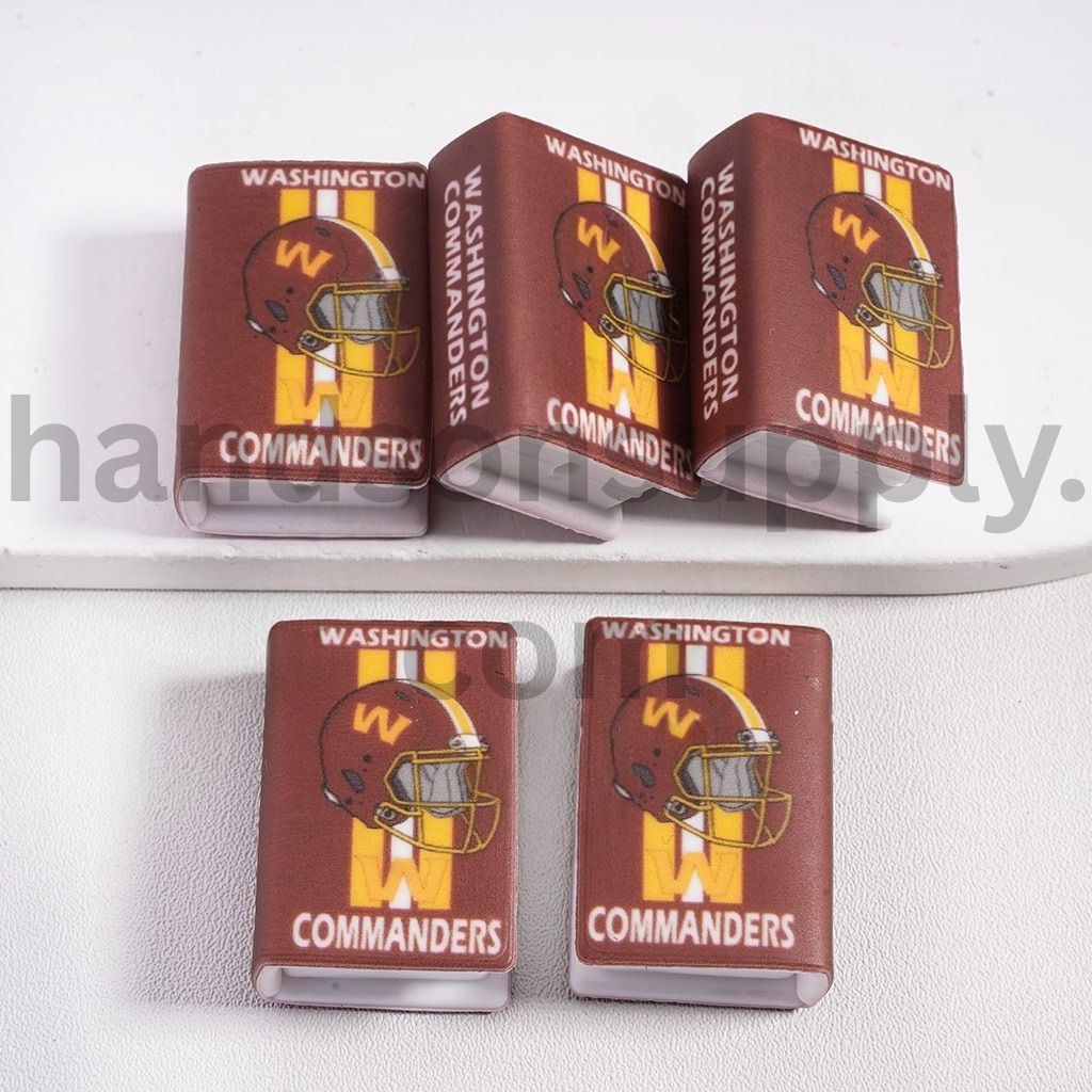 3D Mini Brown Book Yellow & White Vertical Stripes Football Helmet Design Silicone Focal Beads