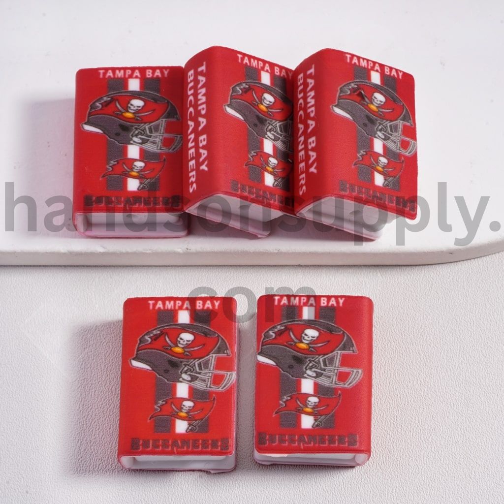 3D Mini Red Book Colorful Vertical Stripes Football Helmet & Skull Cutlass Flag Design Silicone Focal Beads