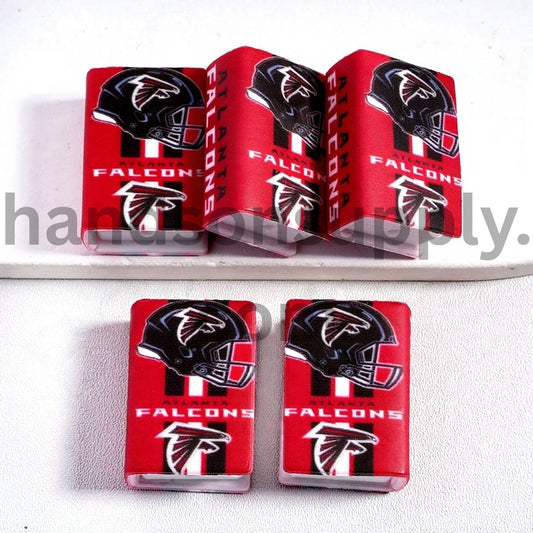 3D Atlanta Red Mini Book Red & White Vertical Stripes Football Helmet Silicone Focal Beads