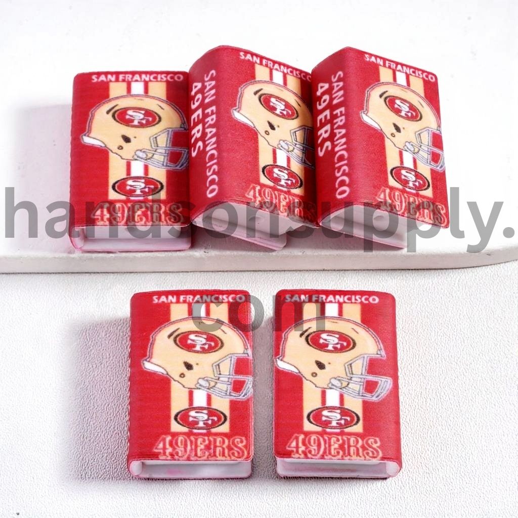 3D Red Mini Book San Francisco Yellow & White Vertical Stripes 49 ERS Football Helmet Design Silicone Focal Beads