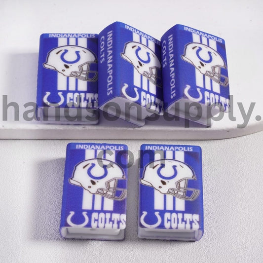 3D Indianapolis Purple Mini Book Three White Vertical Stripes Football Helmet Silicone Focal Beads