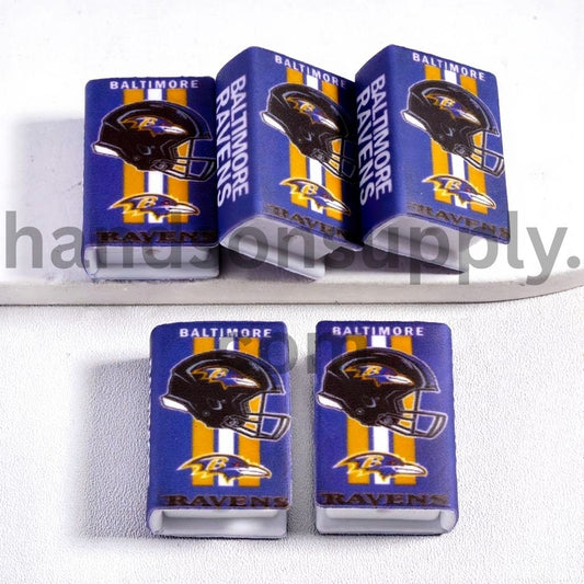 3D Baltimore Mini Purple Book Yellow & White Vertical Stripes Black Football Helmet Silicone Focal Beads