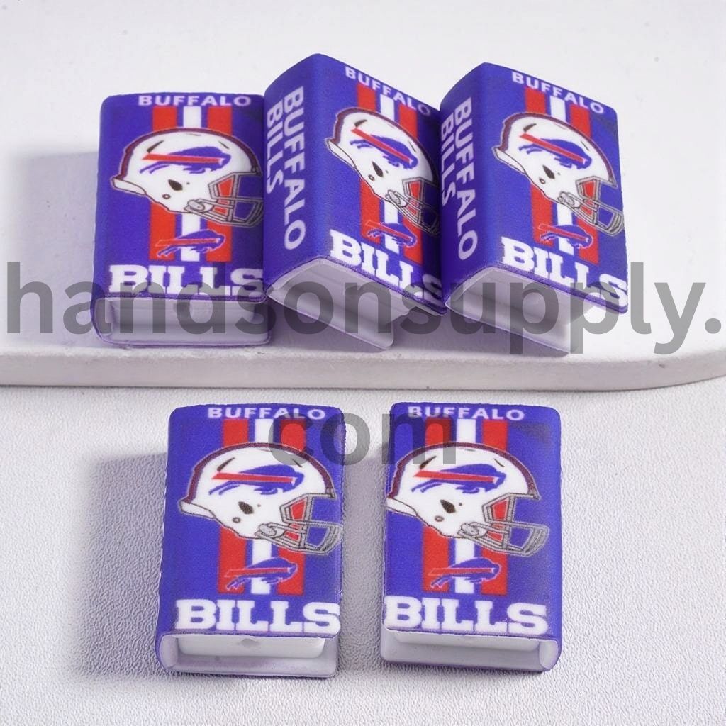 3D Buffalo Purple Mini Book Red & White Vertical Stripes White Football Helmet Silicone Focal Beads