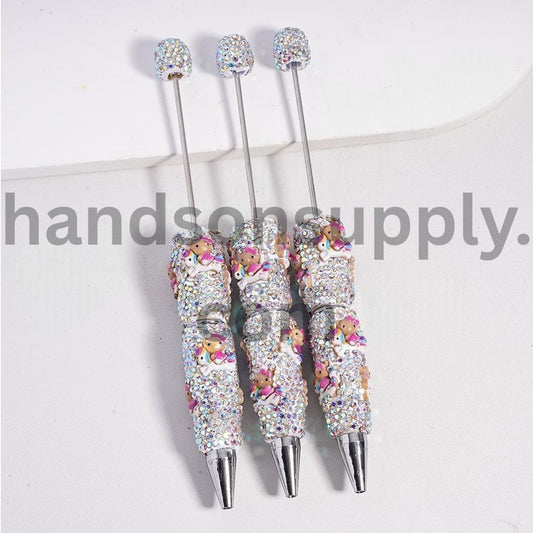 Cute Cat Unicorn Character Beadable Clay Pen Aurora Crystal Caticorn with AB Rhinestones