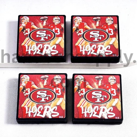 Tennessee Titans Sky-Blue Football Sport Theme Flat Square Shape Silicone Focal Bead