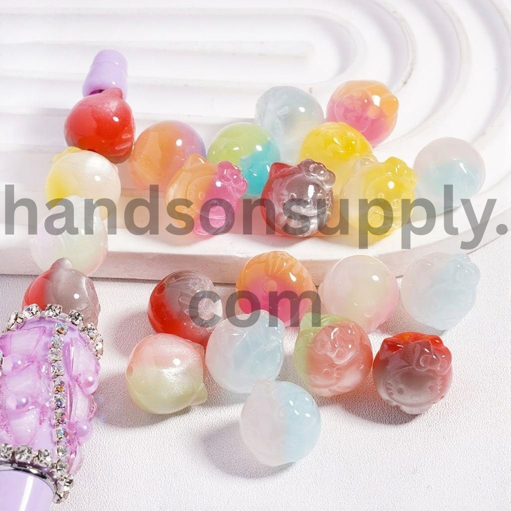 Glitter Ombre Cat Eye Semi Transparent Acrylic Bead 12MM, Random Mix