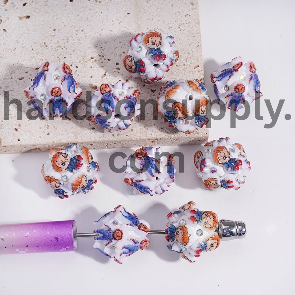 Cute Spooky Ghost Baby Character Series & AB Rhinestones Clay Beads 20MM Random Mix