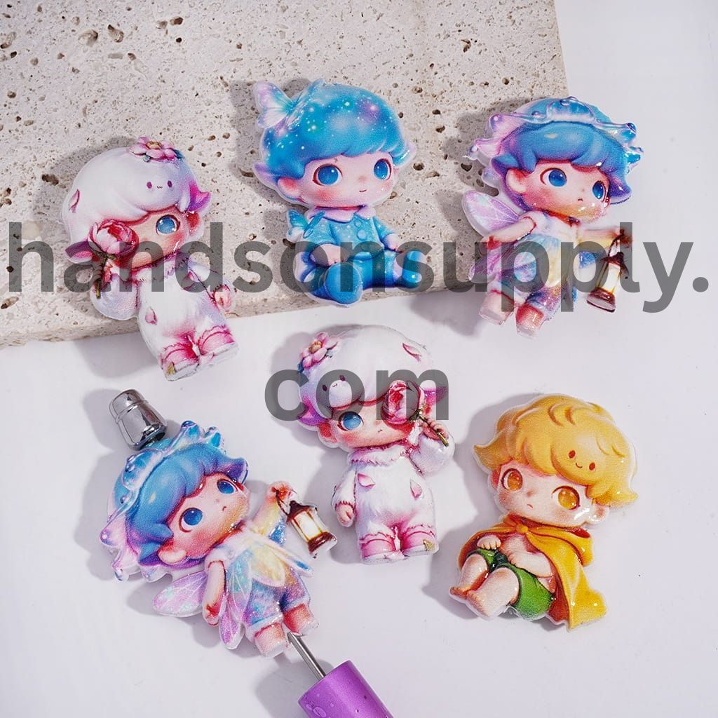 Cute Sparkling Baby Boy Doll Design Acrylic Beads Random Mix