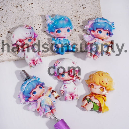 Cute Sparkling Baby Boy Doll Design Acrylic Beads Random Mix