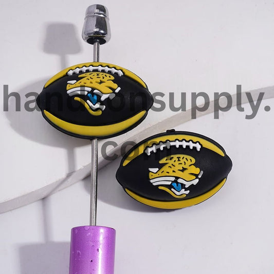 3D American Football Jacksonville Prints Sport Theme Silicone Focal Beads Random Mix