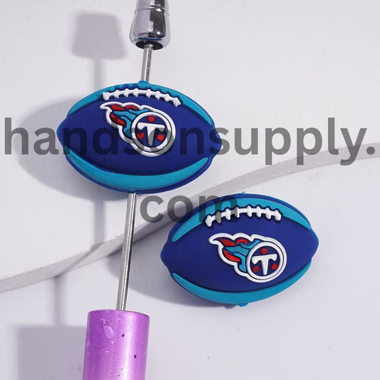 3D American Football Tennessee Prints Sport Theme Silicone Focal Beads Random Mix