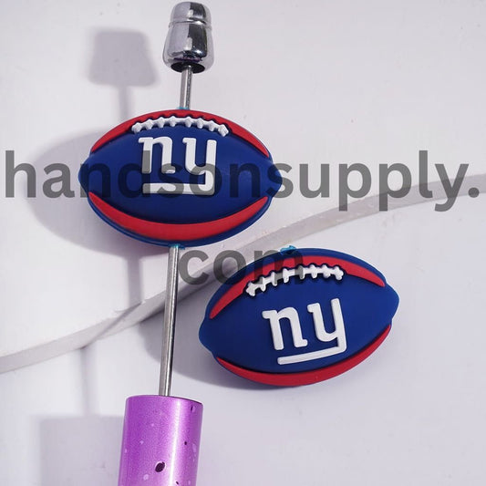3D American Football NY Prints Sport Theme Silicone Focal Beads Random Mix