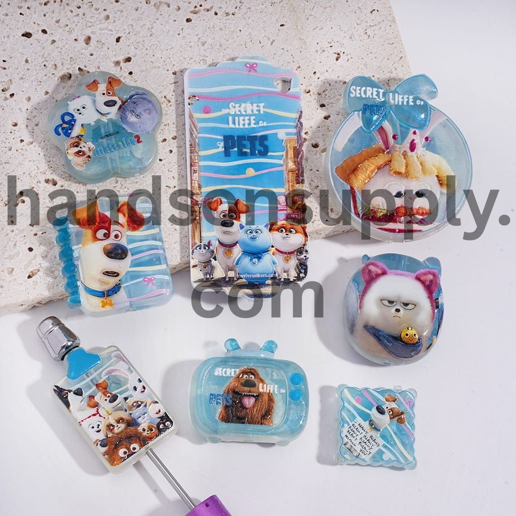 Cute Pets Secret Celebration Prints in Version Style Acrylic Beads Pendants Random Mix